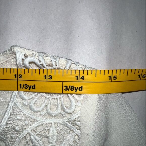 Flying Tomato Mini Dress Size M Cream Sheer Bell Sleeve - Picture 8 of 11